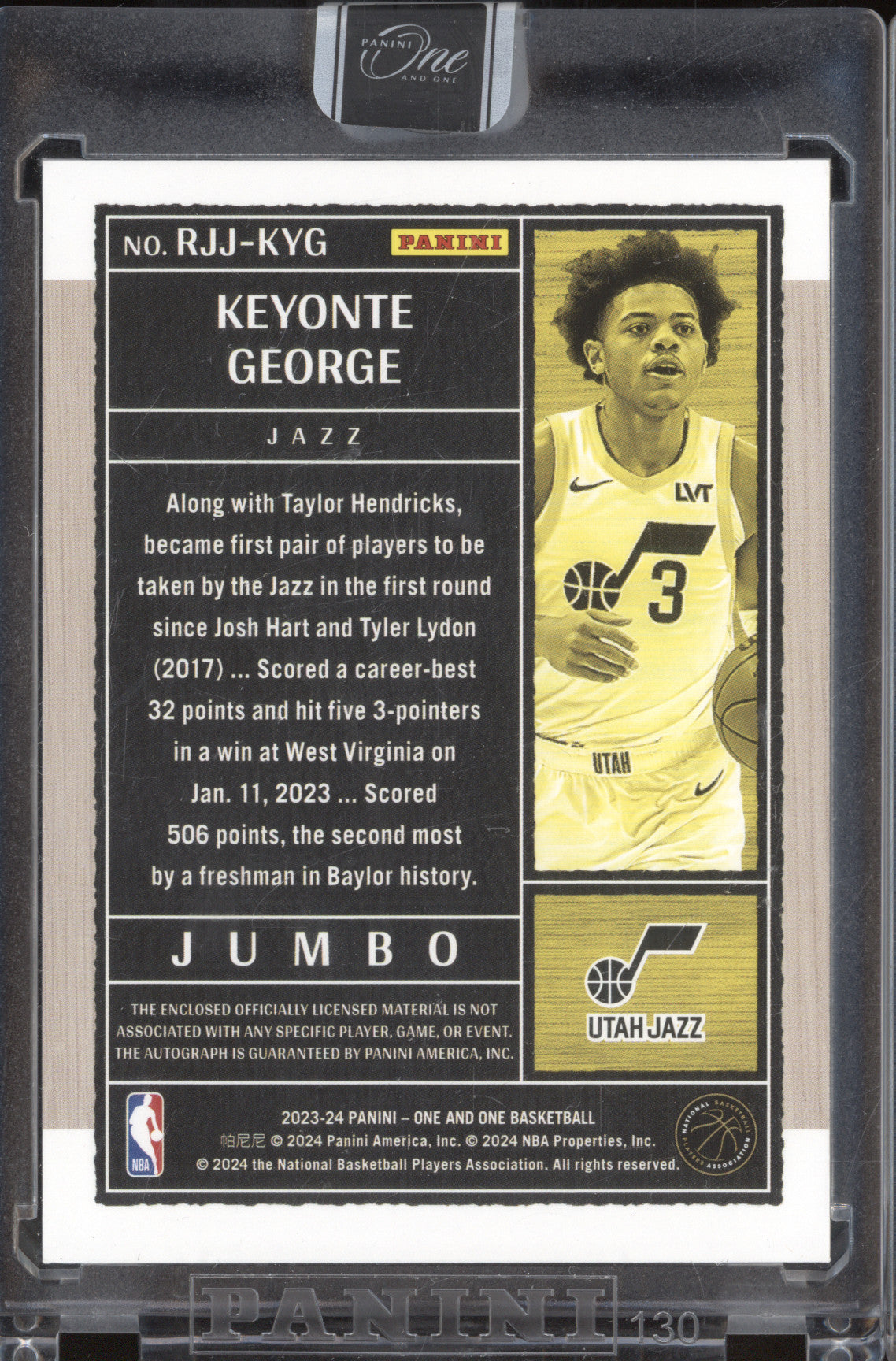 Keyonte George 2023-24 Panini One and One RJJ-KYG Rookie Jersey Auto Purple /35