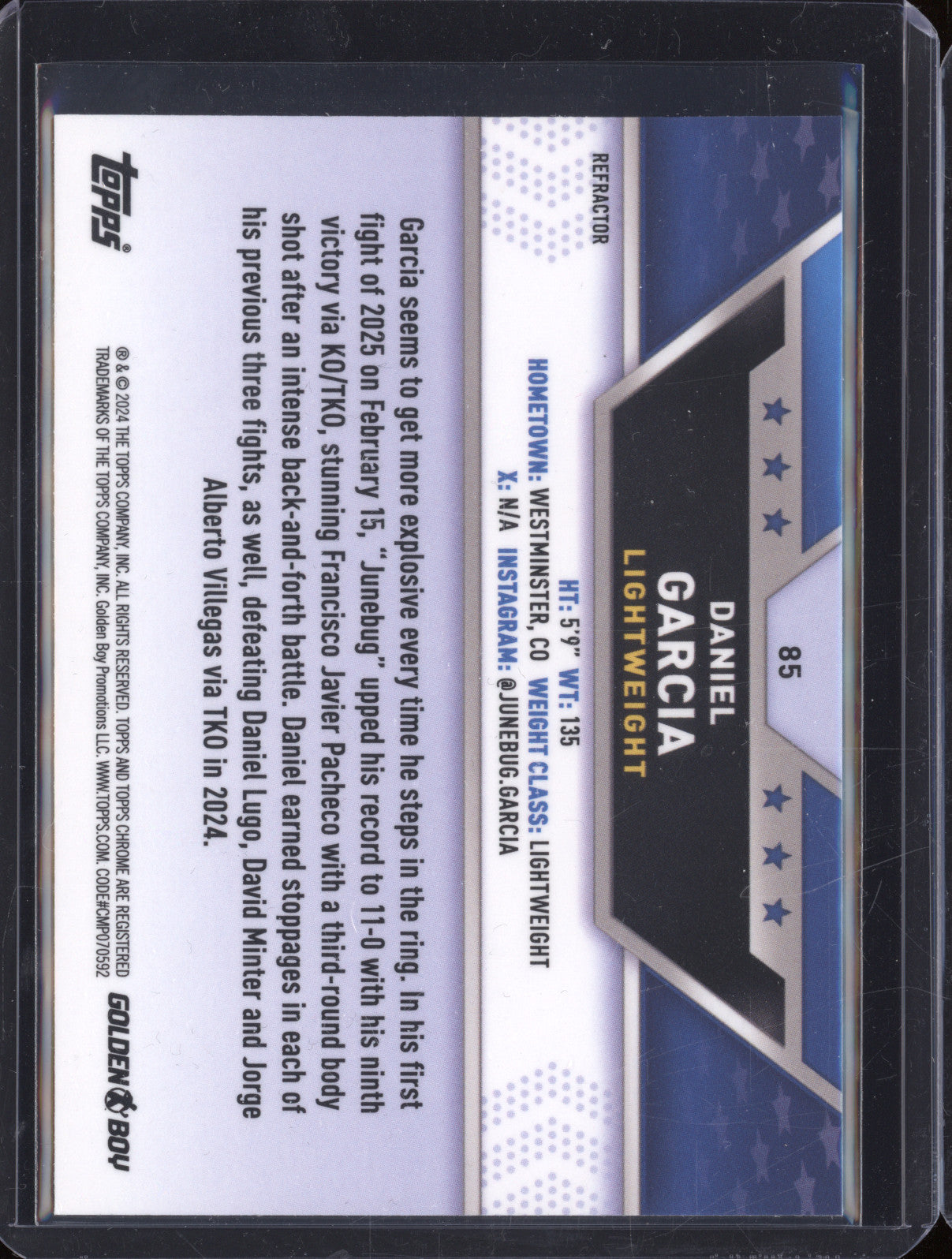 Daniel Garcia 2024-25 Topps Boxing Chrome 85 Silver