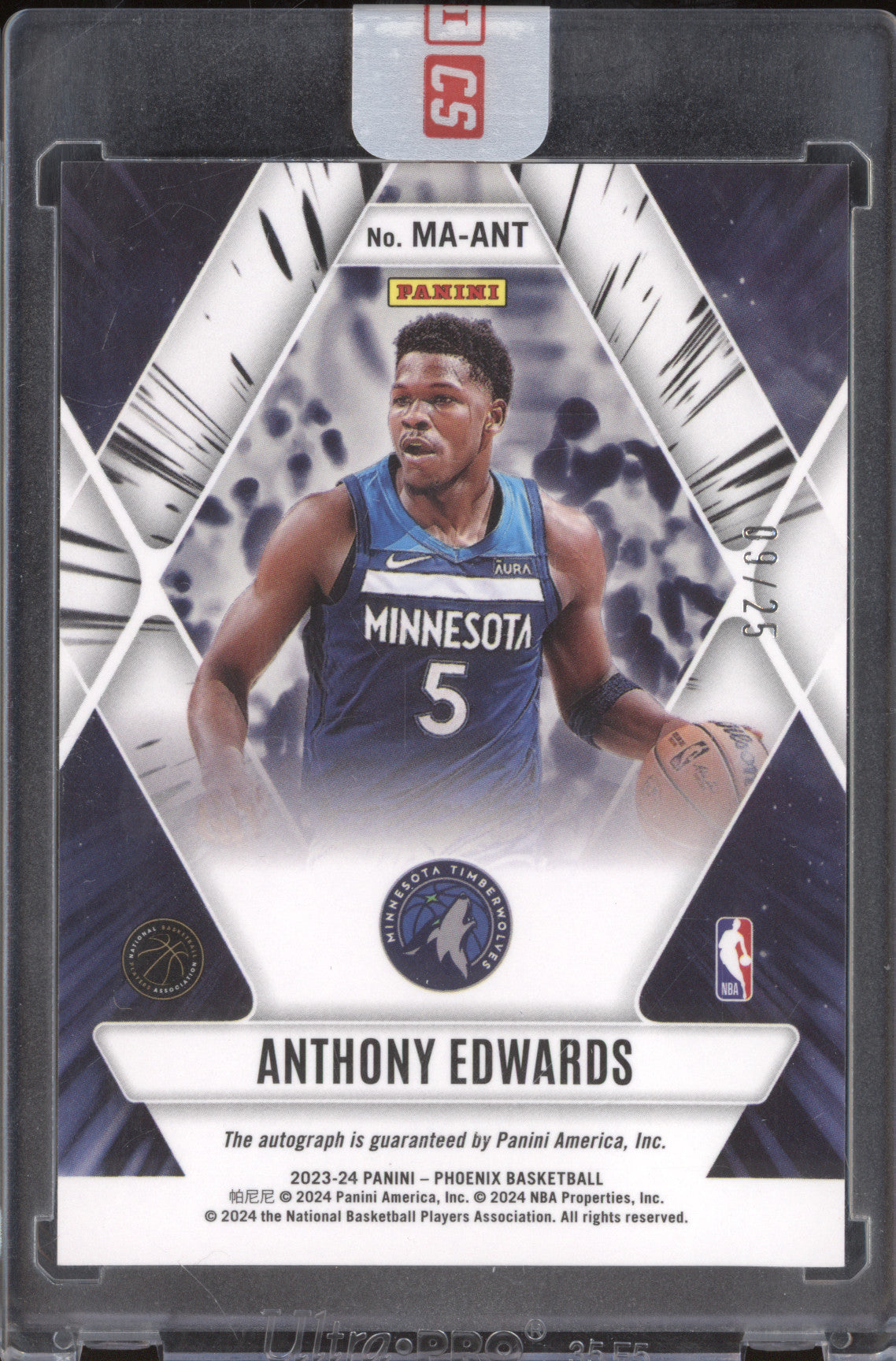 Anthony Edwards 2023-24 Panini Phoenix MA-ANT Mythical Autographs Blue 9/25