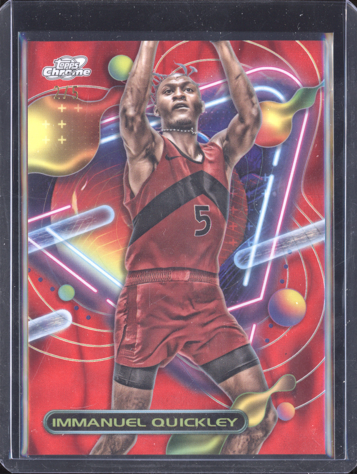 Immanuel Quickley 2023-24 Topps Cosmic Chrome 82 Red Flare Refractor 2/5