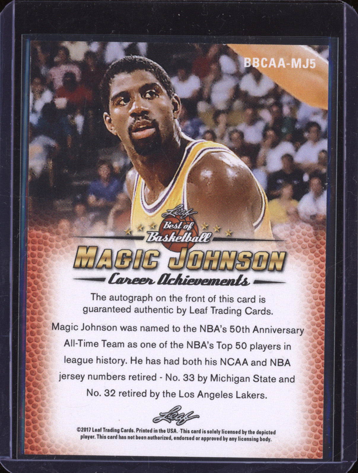 Magic Johnson 2016 Leaf BBCAA-MJ5 Best of Basketball Career Achievements Auto
