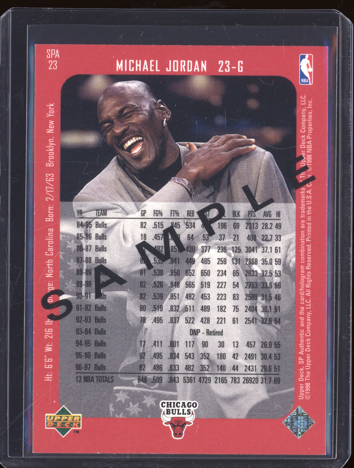 1997 SP Authentic 23 Michael Jordan Sample