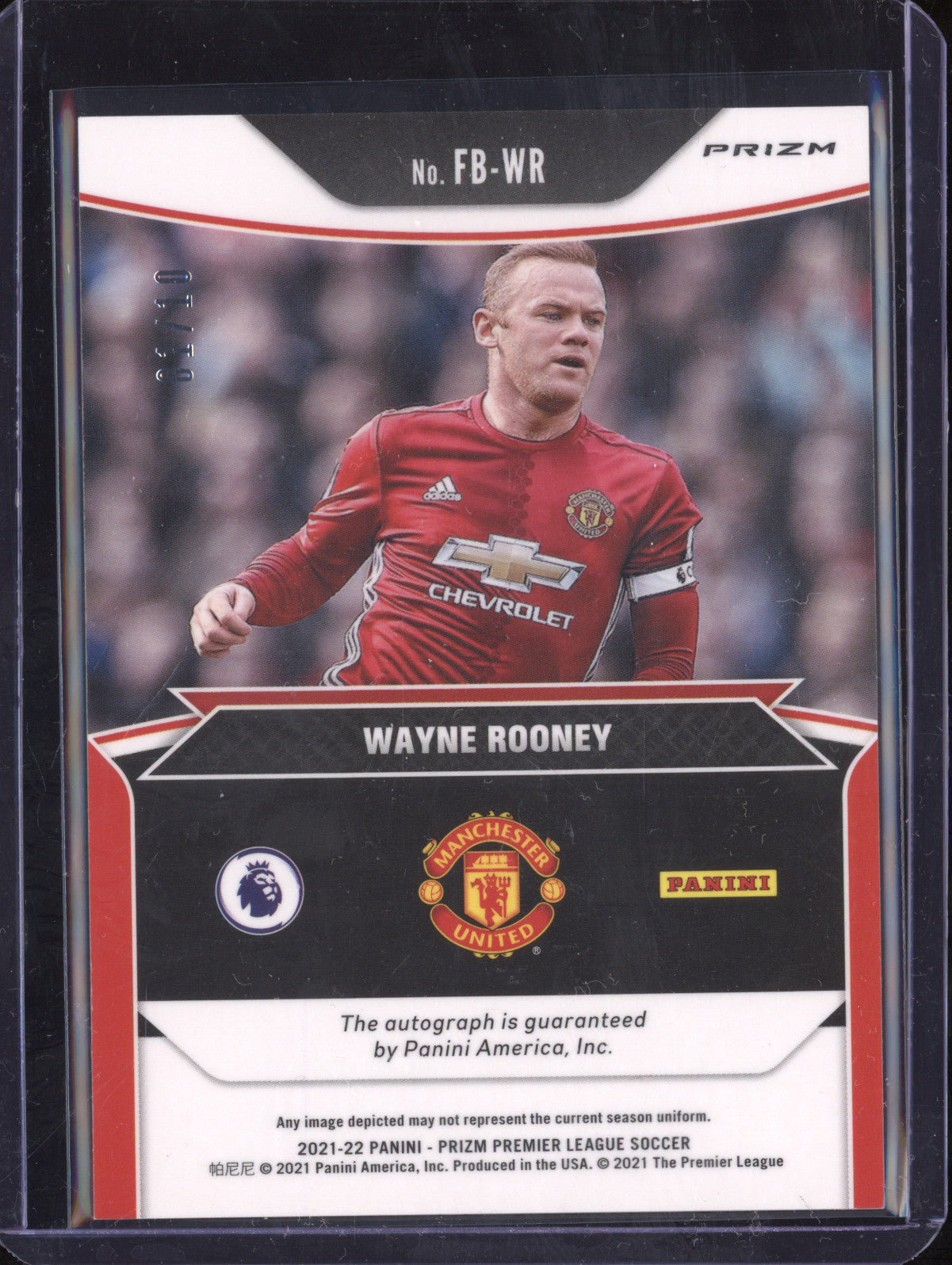 Wayne Rooney 2021-22 Panini Prizm EPL FB-WR Flashback Auto Purple 1/10