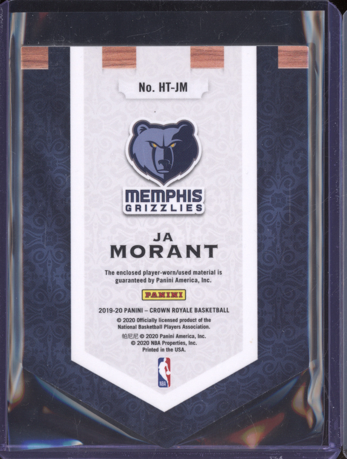 Ja Morant 2019-20 Panini Crown Royale HT-JM Heirs to the Throne RC