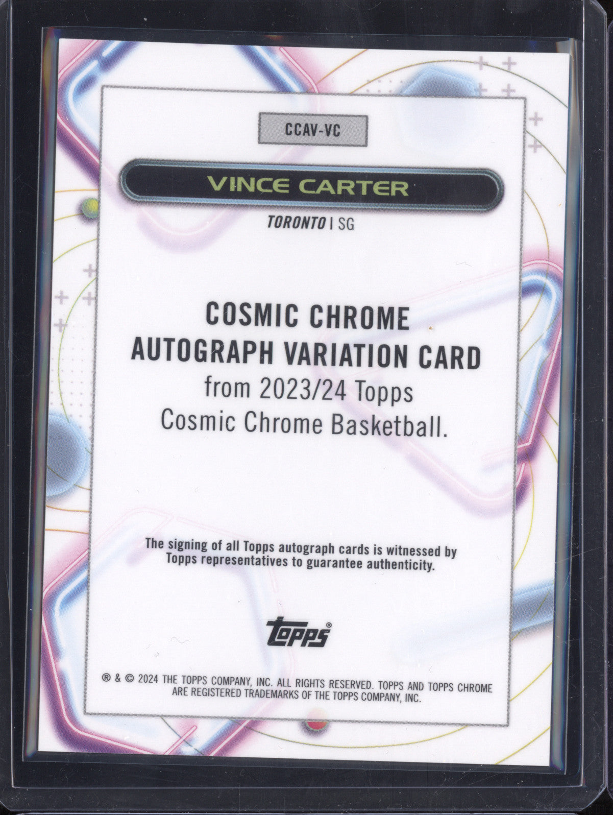 Vince Carter 2023-24 Topps Cosmic Chrome CCAV-VC Gold Interstellar Auto 7/50