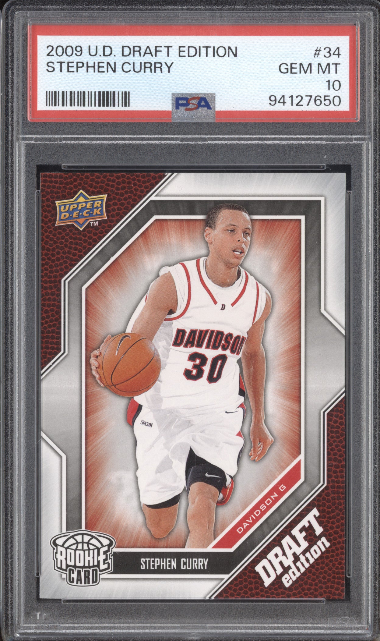 Stephen Curry 2009-10 Upper Deck Draft Edition 34 RC PSA 10