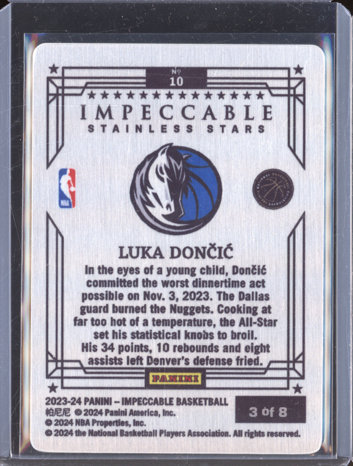 Luka Doncic 2023-24 Panini Impeccable 10 Stainless Stars International 3/8