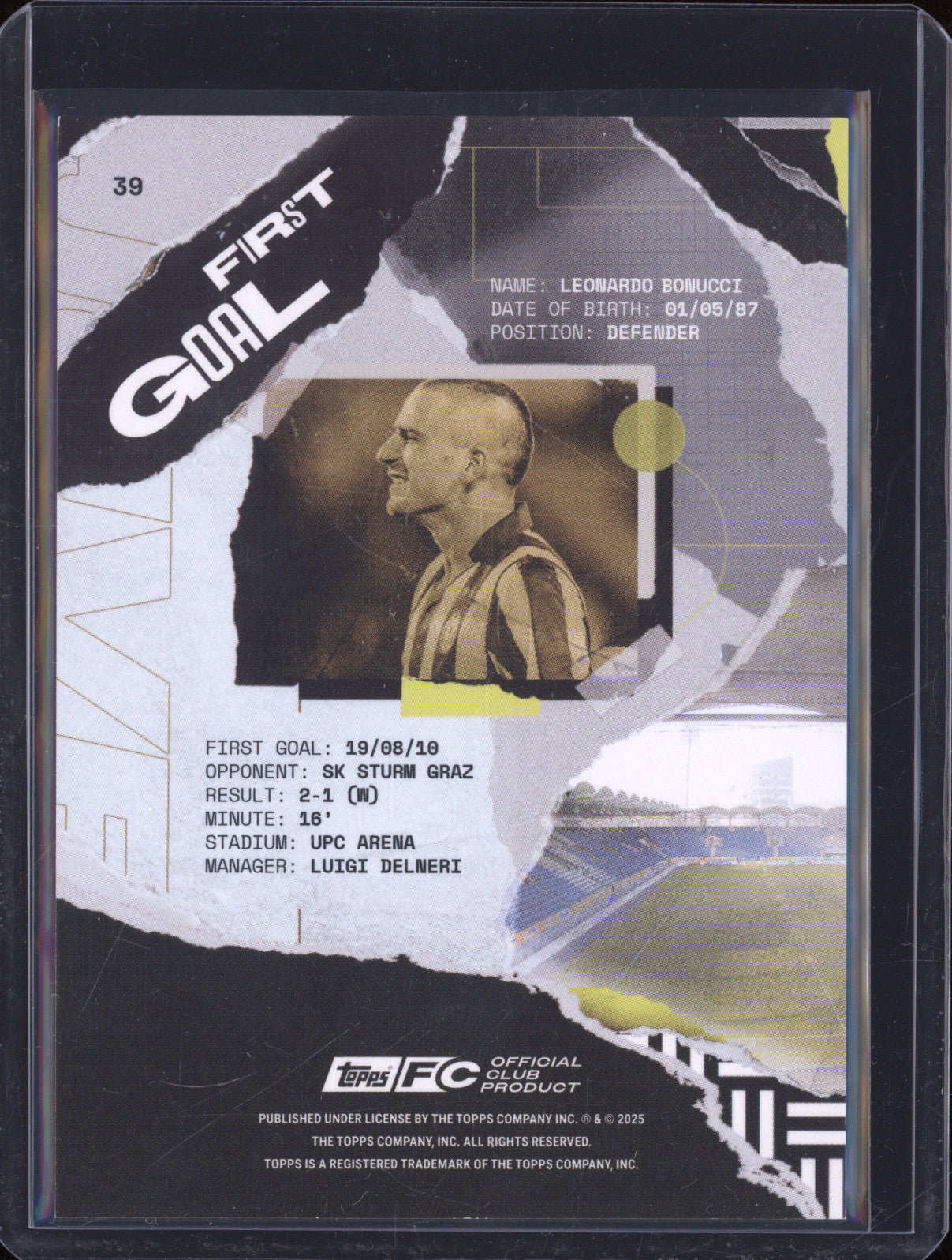 Leonardo Bonucci 2024-25 Topps Team Set Juventus FC 39 First Goal Orange 24/25