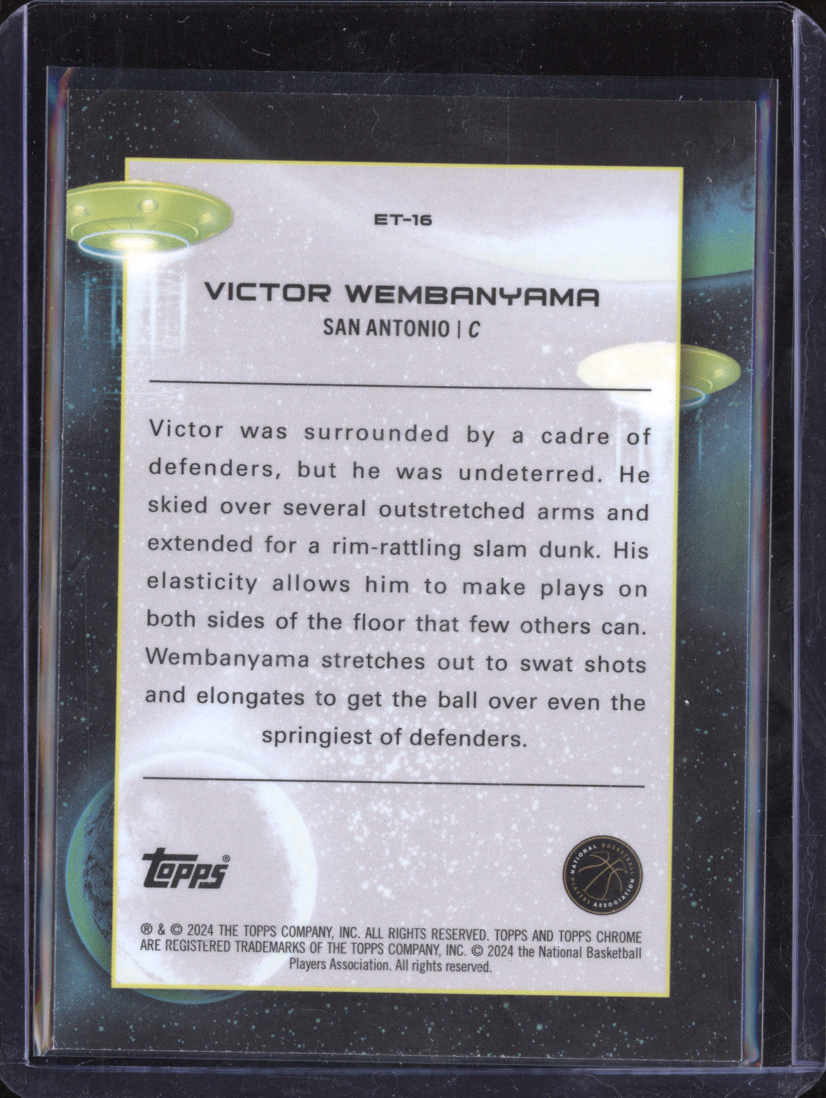 Victor Wembanyama 2023-24 Topps Cosmic Chrome ET-16 Extraterrestrial Talent RC