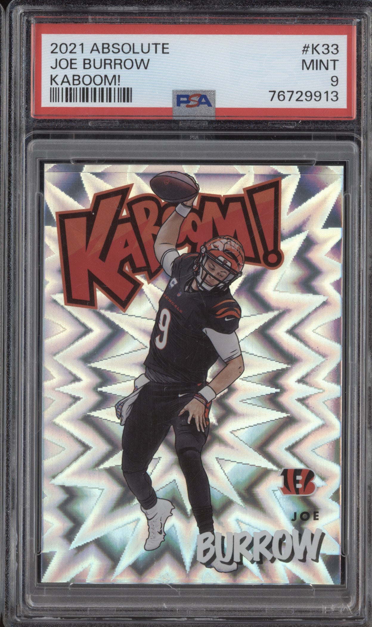 Joe Burrow 2021 Panini Absolute K33 Kaboom PSA 9