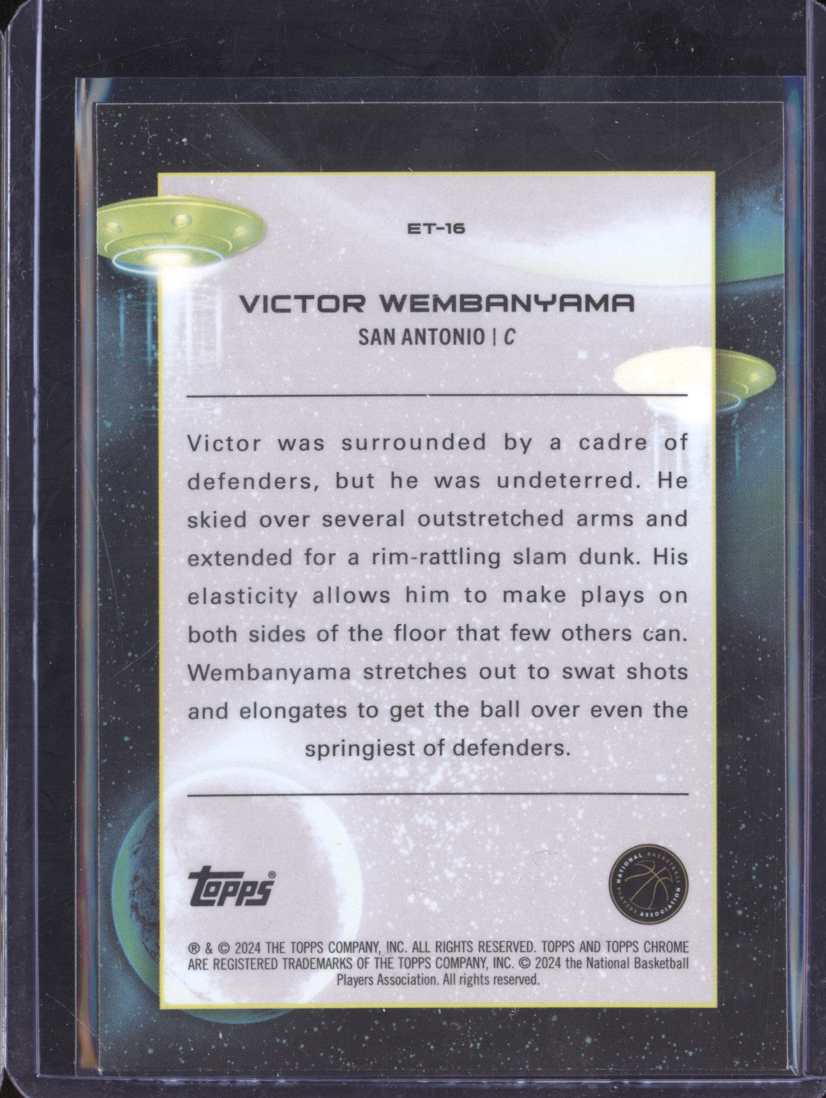 Victor Wembanyama 2023-24 Topps Cosmic Chrome ET-16 Extraterrestrial Talent RC