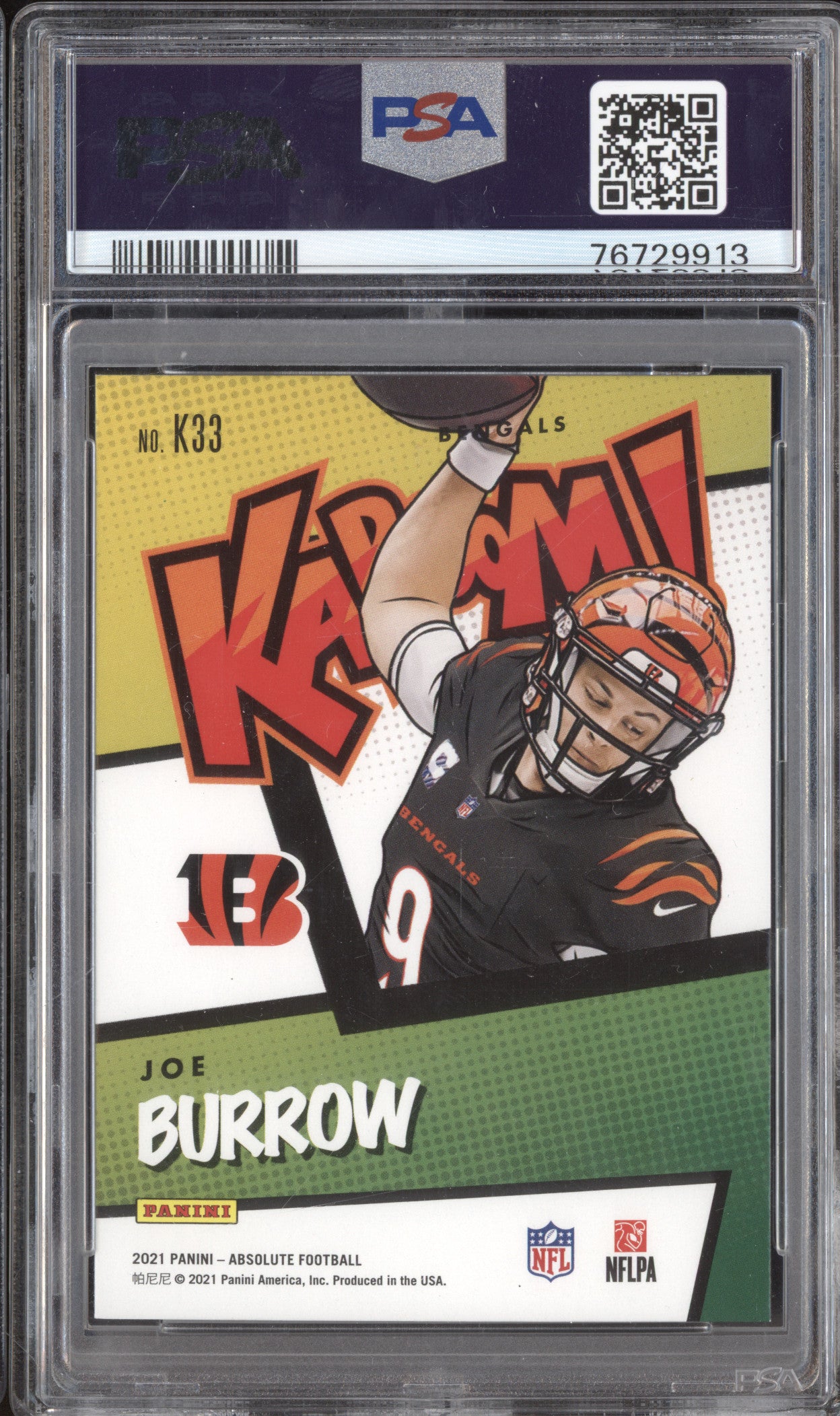 Joe Burrow 2021 Panini Absolute K33 Kaboom PSA 9
