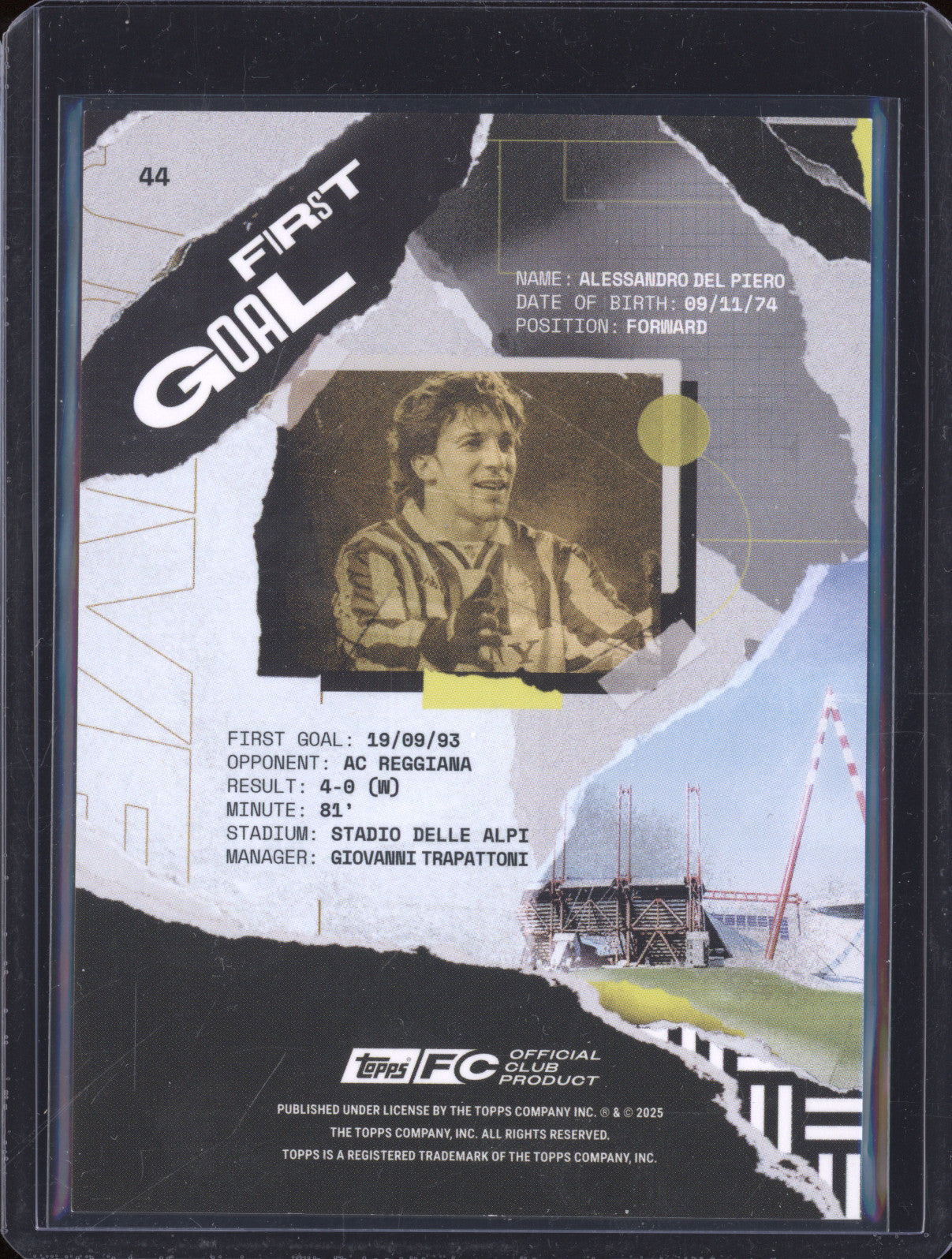 Alessandro Del Piero 2024-25 Topps Team Set Juventus FC 44 First Goal Pink 49/99