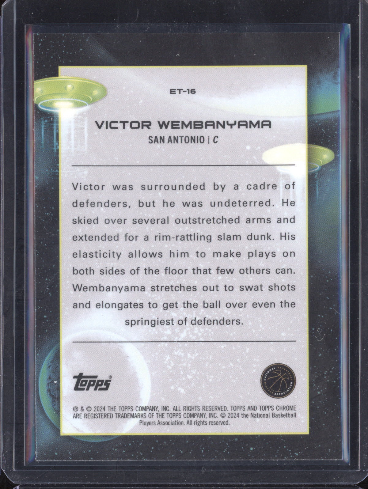 Victor Wembanyama 2023-24 Topps Cosmic Chrome ET-16 Extraterrestrial Talent RC