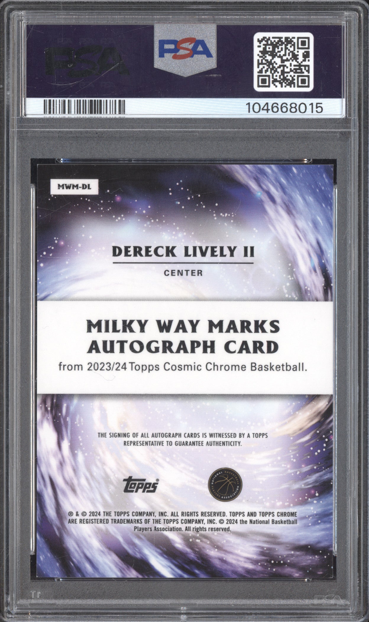 Dereck Lively II 2023 0 Cosmic Chrome Milky Way Auto Orange Galactic /25 PSA 9/9