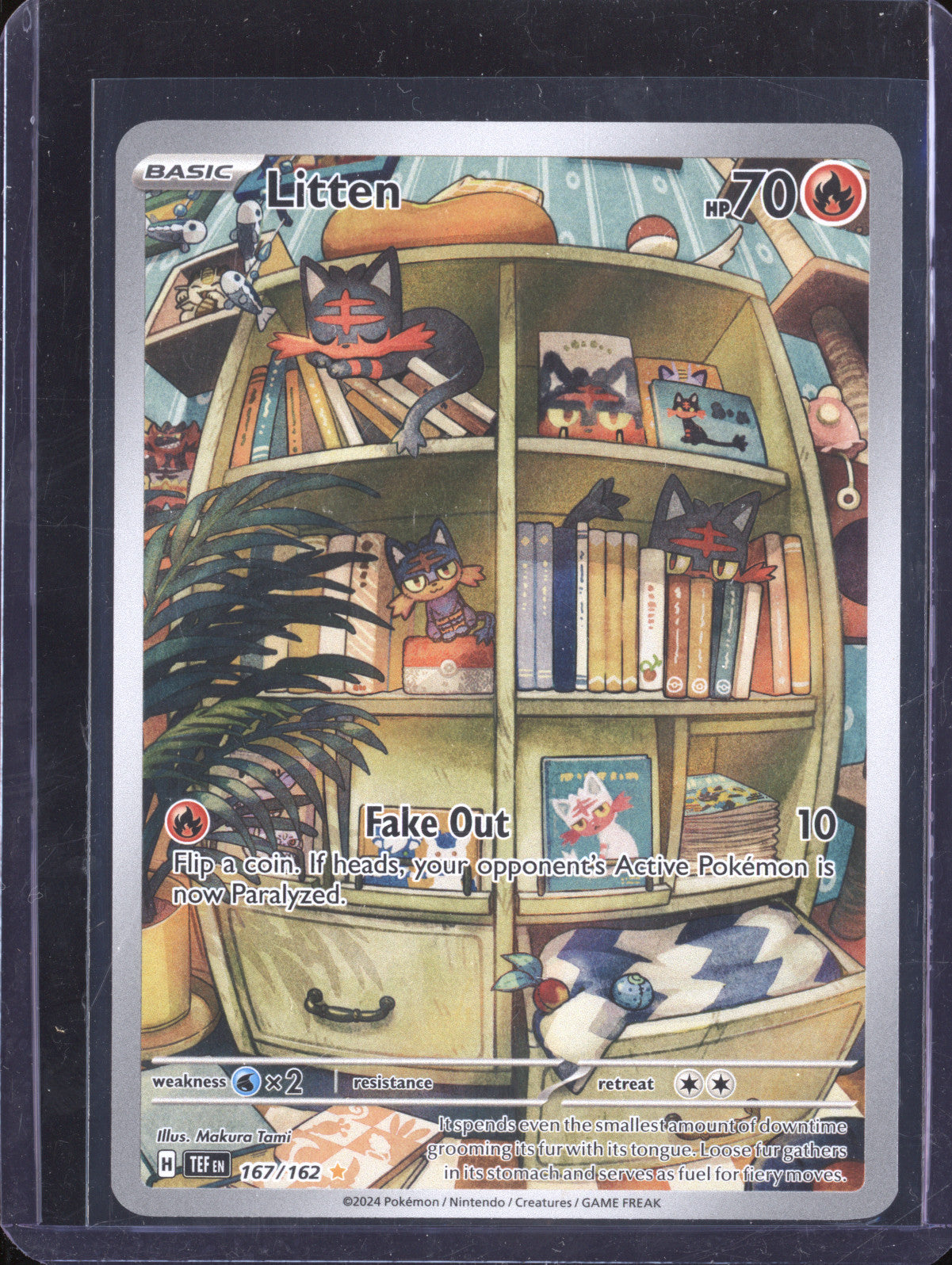 Litten 2024 Pokemon Temporal Forces 167/162 Illustration Rare