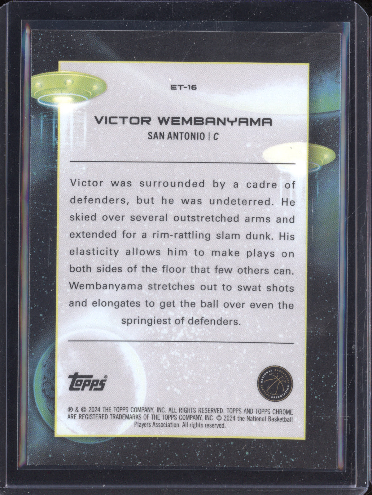 Victor Wembanyama 2023-24 Topps Cosmic Chrome ET-16 Extraterrestrial Talent RC