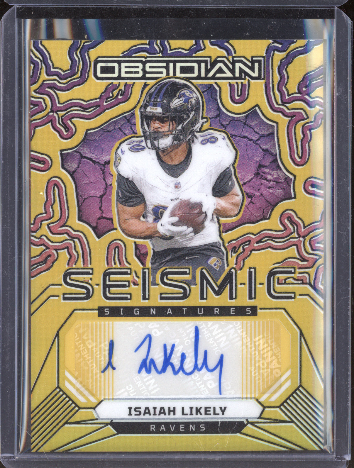 Isaiah Likely 2024 Panini Obsidian SS-ILY Seismic Signatures Gold 3/10