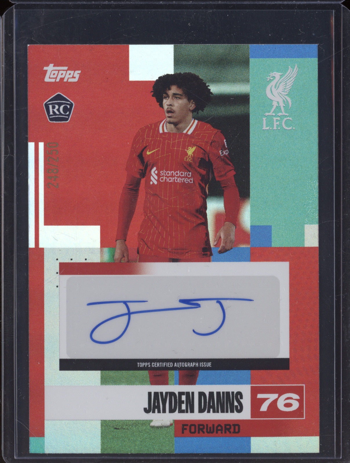 Jayden Danns 2024-25 Topps Team Set Liverpool BA-JD Autograph RC 248/250