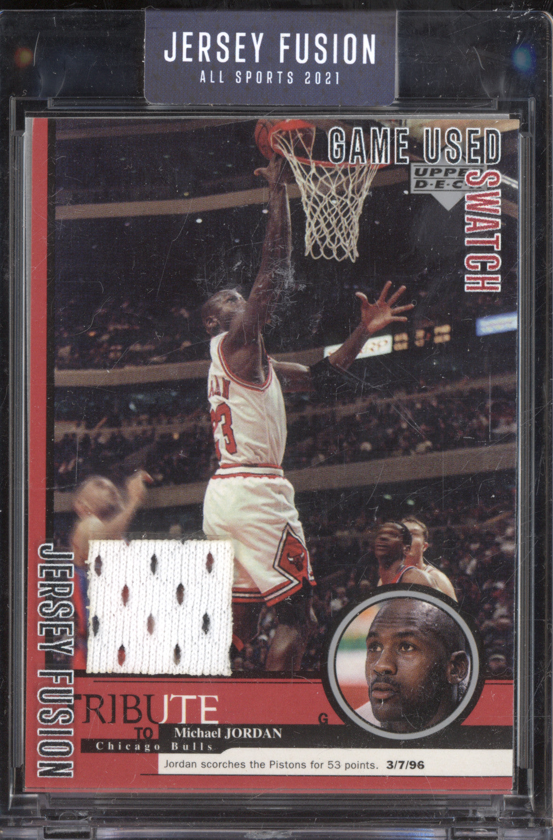 Michael Jordan 2021 Jersey Fusion All Sport JF-MJDT Game Used Swatch