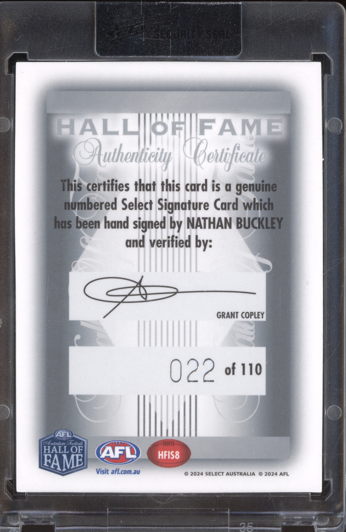 Nathan Buckley 2024 Select Legacy Ultimate Hall of Fame Inductee Signature /110