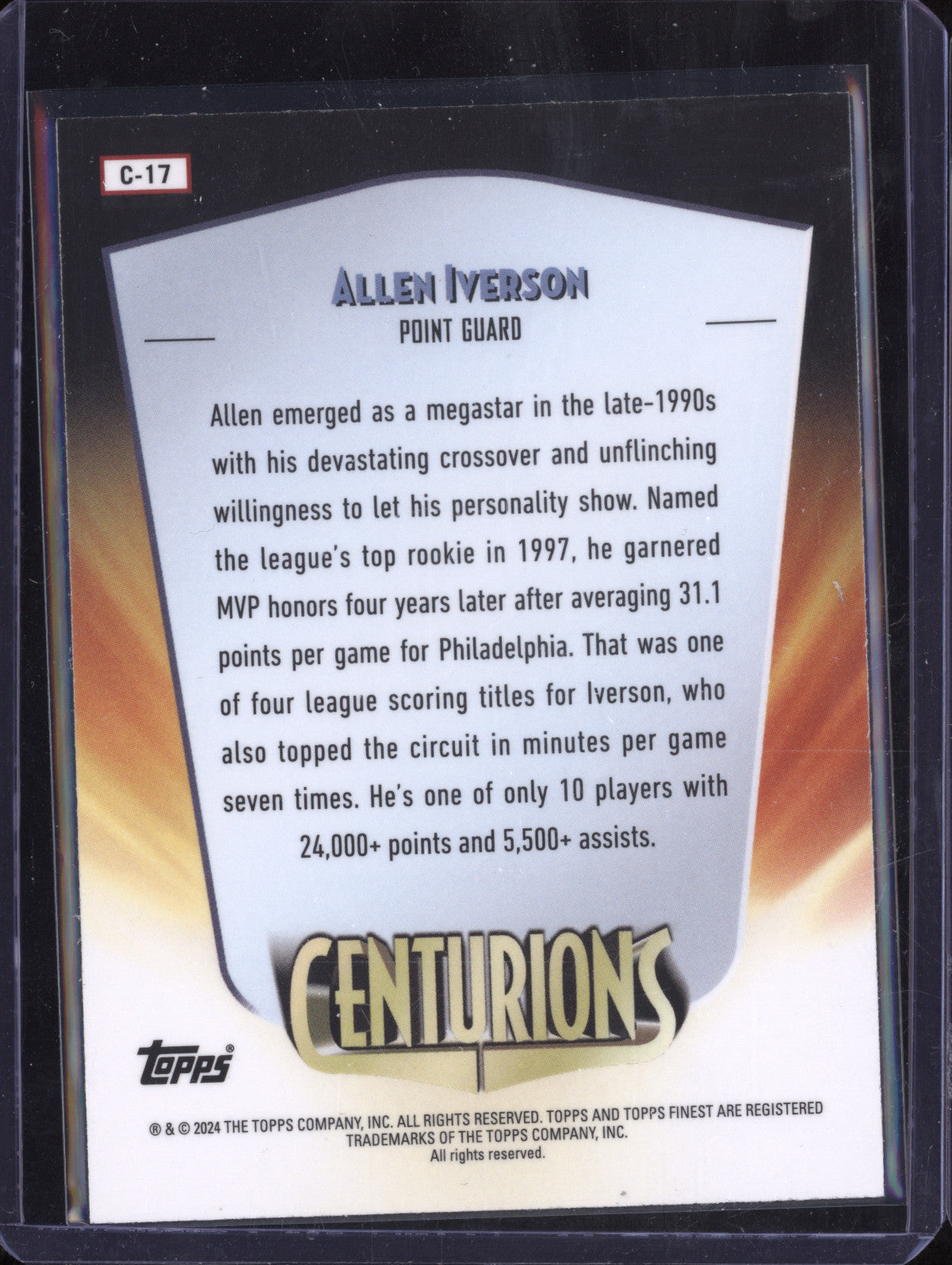 Allen Iverson 2023-24 Topps Finest C-17 Centurions