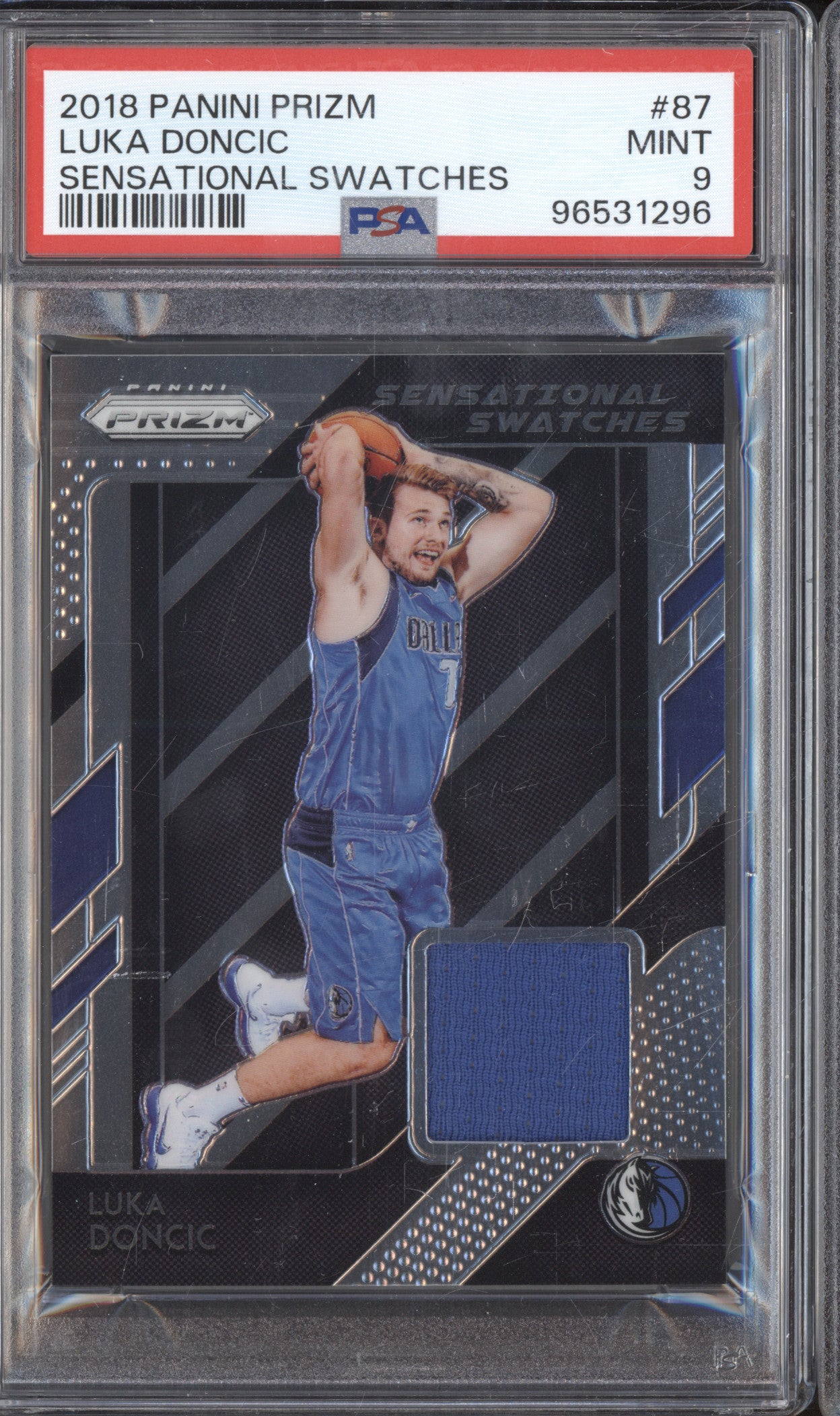 Luka Doncic 2018-19 Panini Prizm 87 Sensational Swatches RC PSA 9