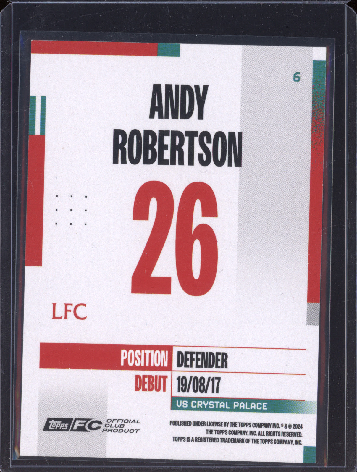 Andy Robertson 2024-25 Topps Team Set Liverpool 6 Orange 2/25