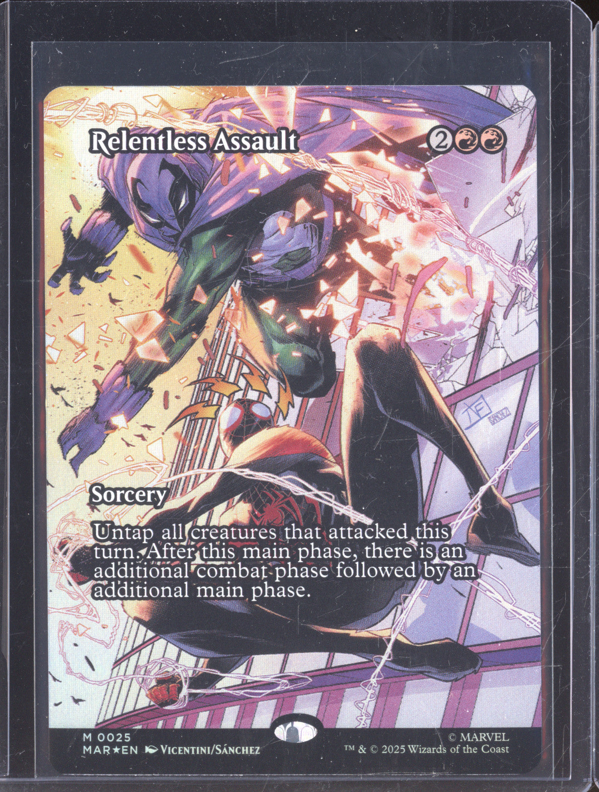 2025 MTG Marvel Spider-Man 0025 Relentless Assault Borderless Foil