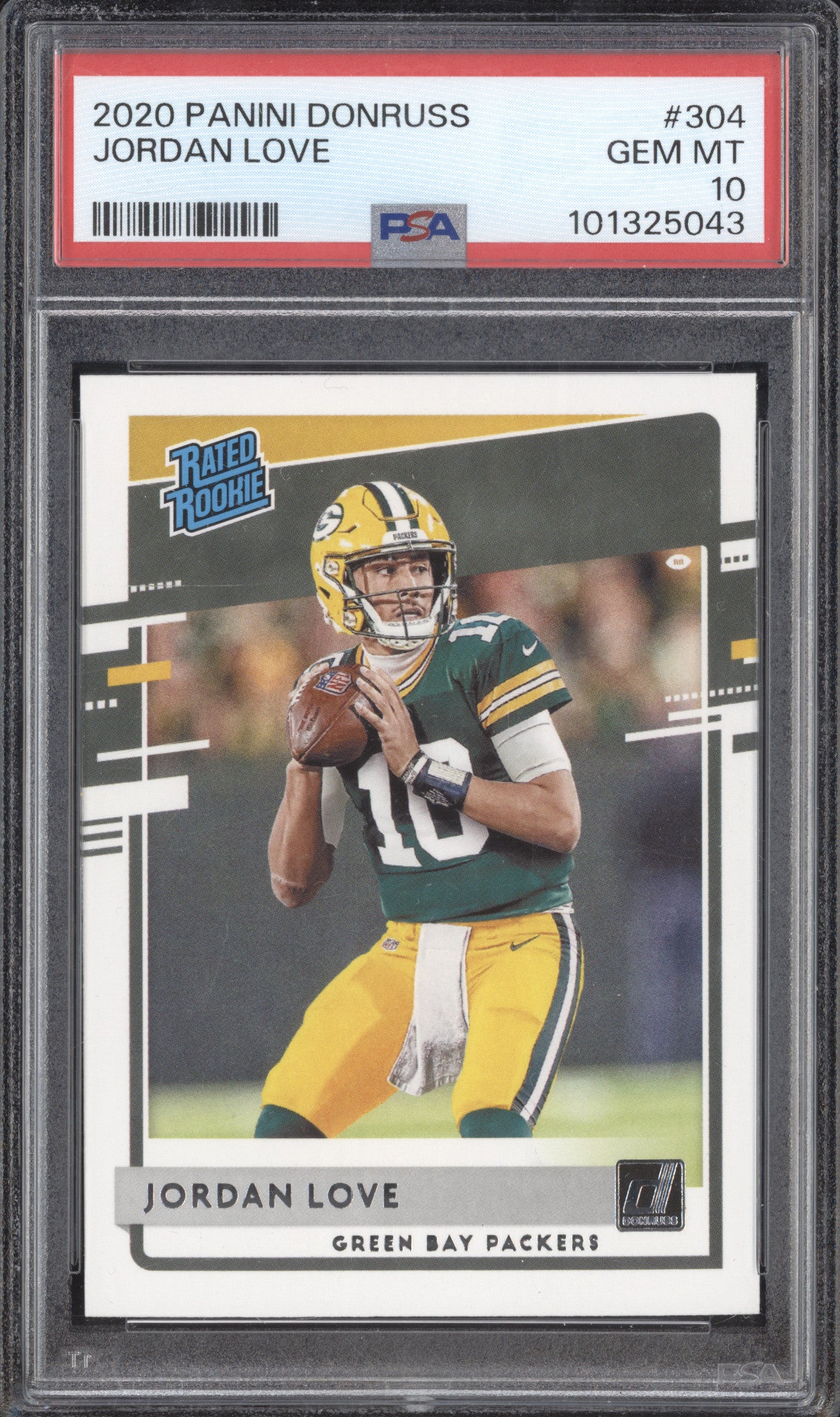 Jordan Love 2020 Panini Donruss 304 Rated Rookie RC PSA 10