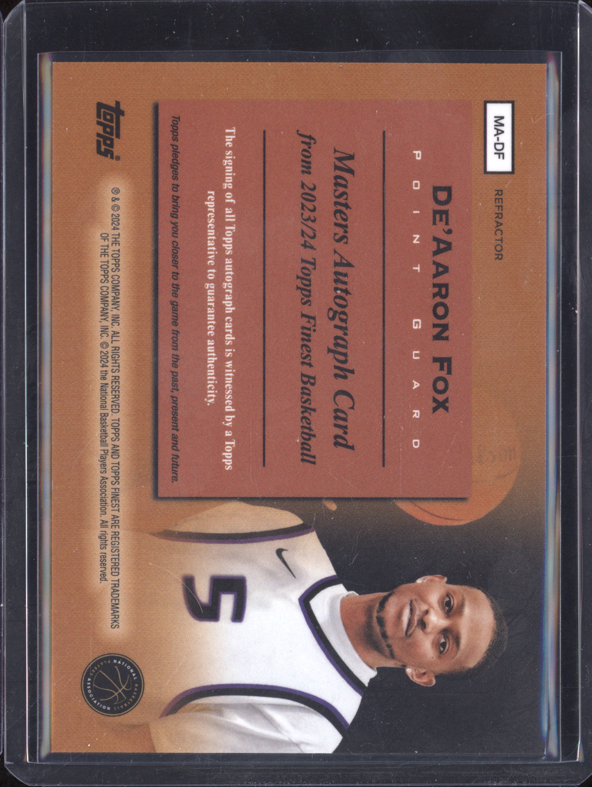 De'Aaron Fox 2023-24 Topps Finest MA-DF Masters Auto Refractor