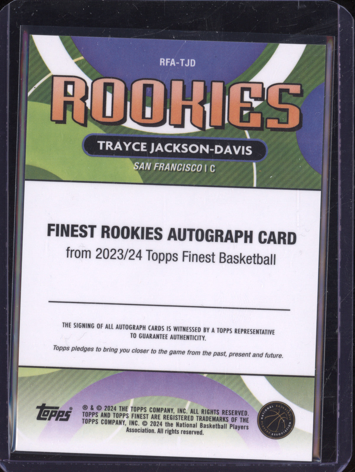 Trayce Jackson-Davis 2023-24 Topps Finest RFA-TJD Rookie Finest Auto RC