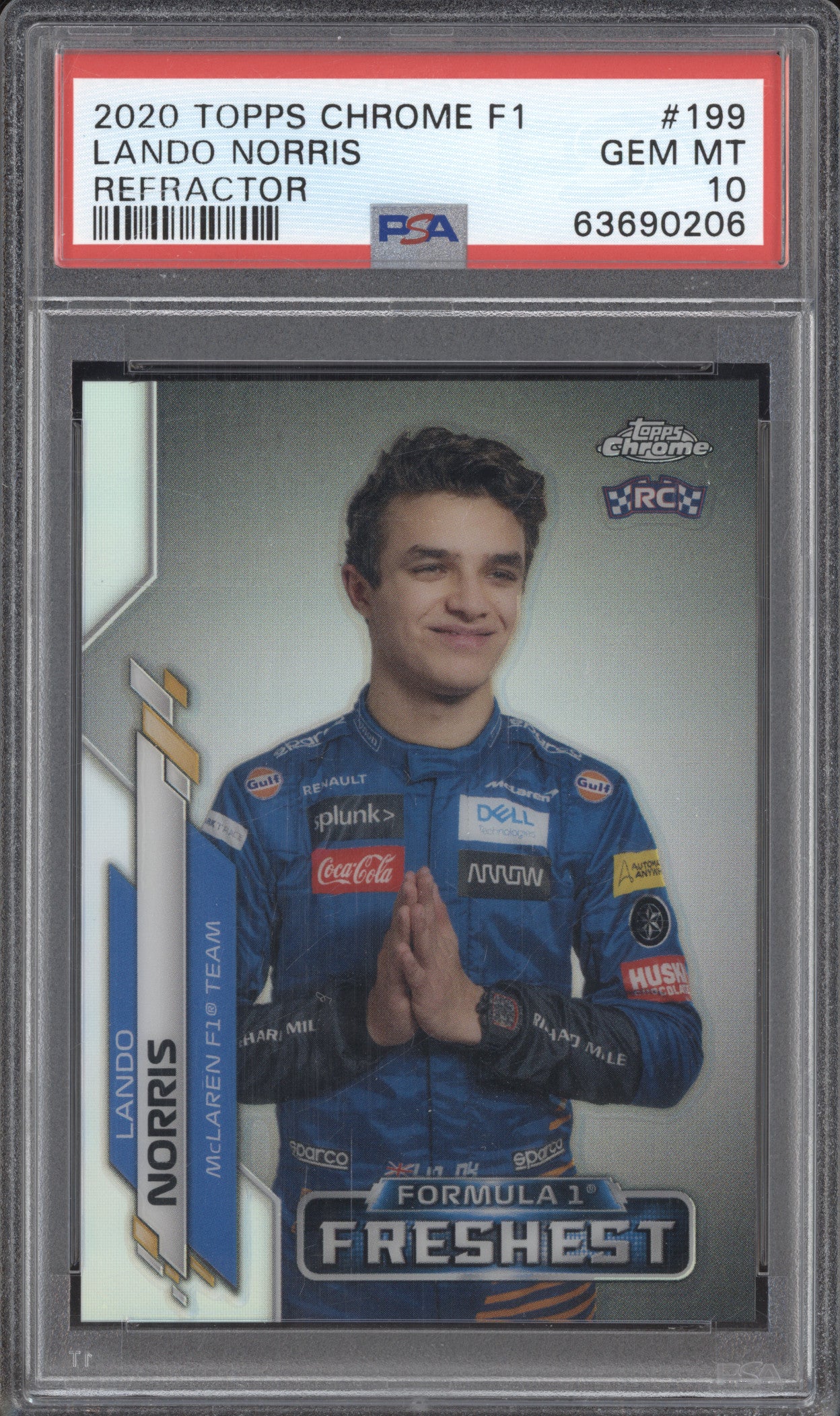 Lando Norris 2020 Topps Chrome 199 Refractor RC PSA 10