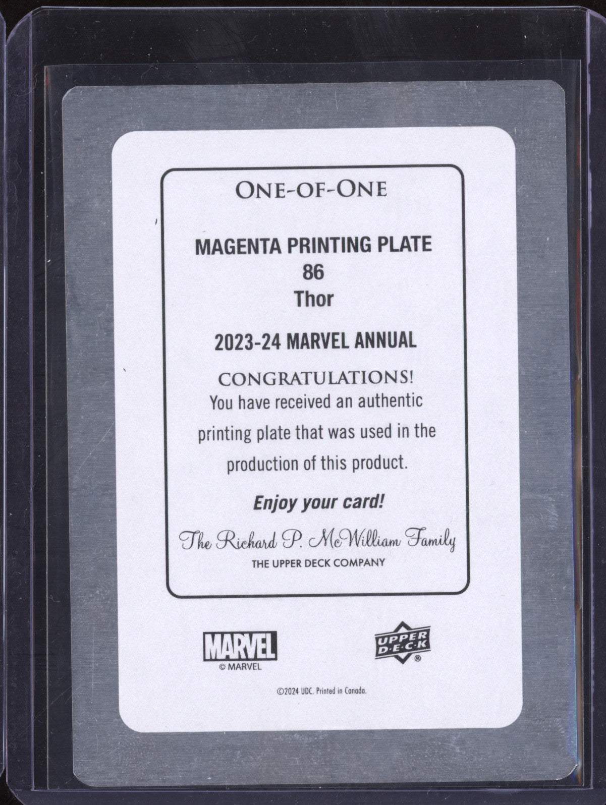 Thor 2023-24 Upper Deck Marvel Annual 86 Magenta Printing Plate 1/1