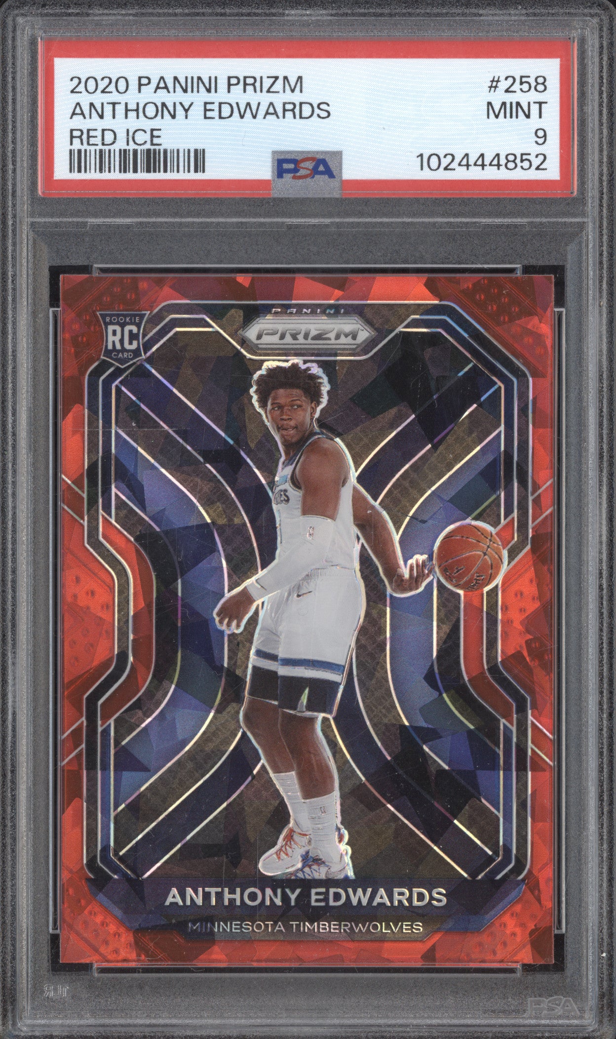 Anthony Edwards 2020-21 Panini Prizm 258 Red Ice RC PSA 9