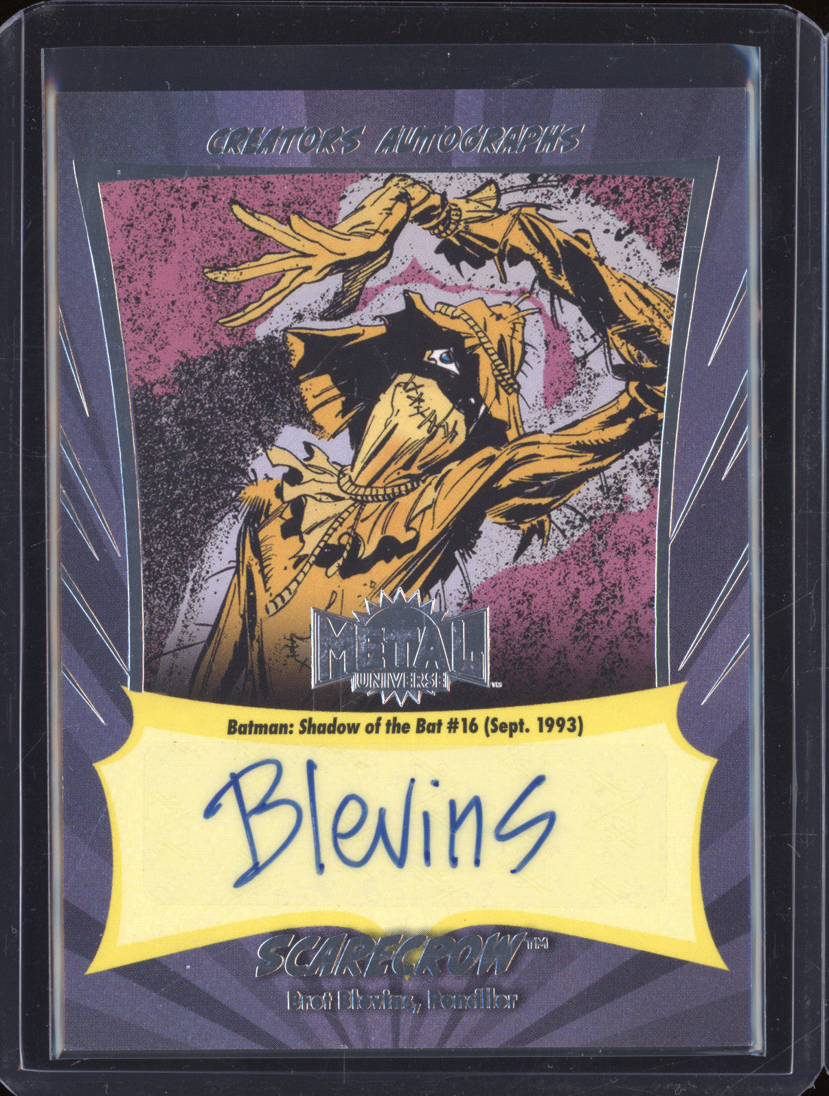 2025 Skybox Metal Universe Scarecrow Bret Blevins, Penciller Creators Autographs