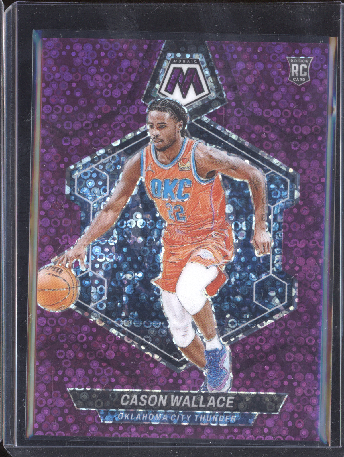 Cason Wallace 2023-24 Panini Mosaic 218 Purple Fast Break 7/50 RC