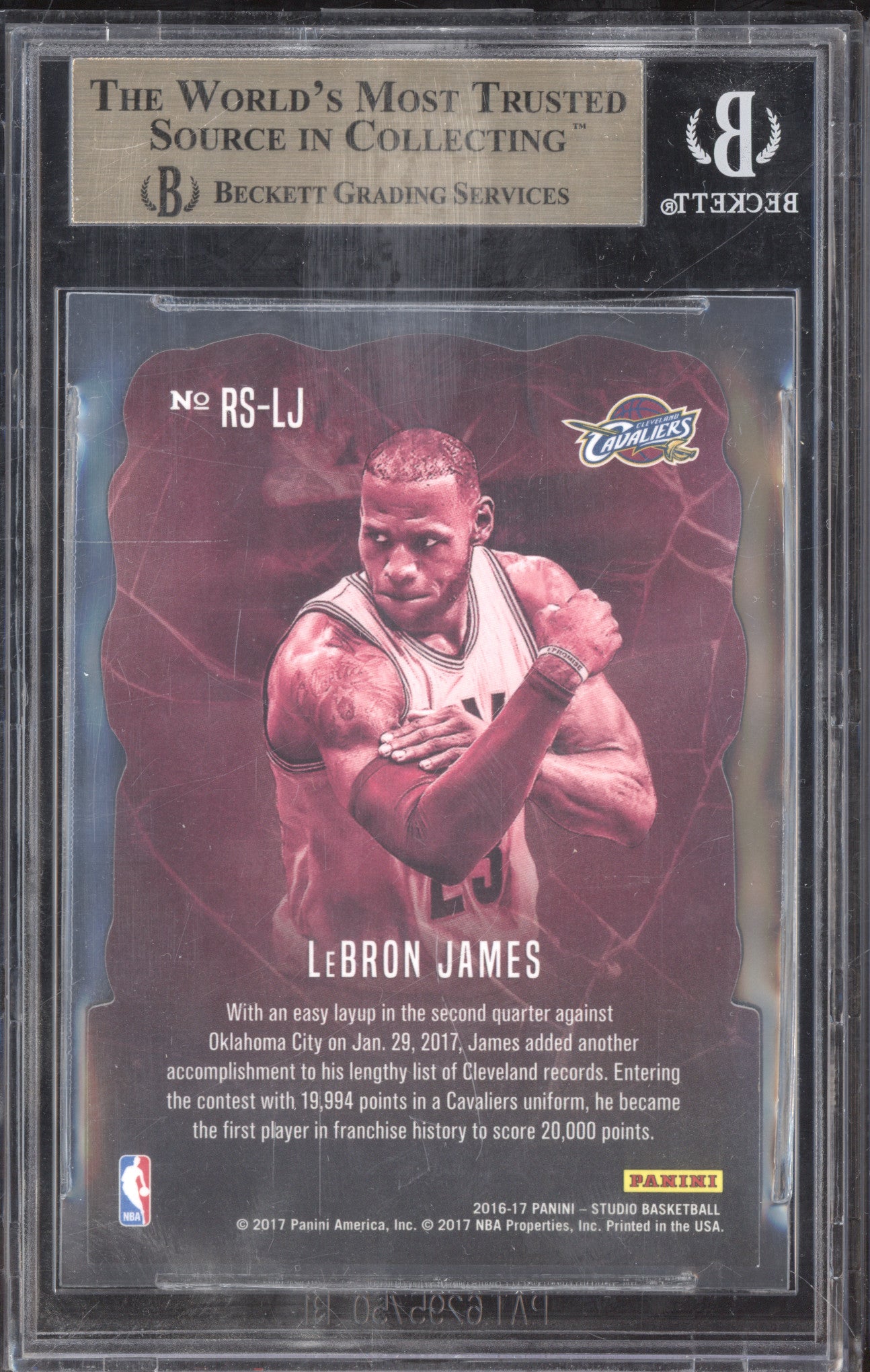 LeBron James 2016-17 Panini Studio RS-LJ Rock Solid Die-Cut BGS 9.5