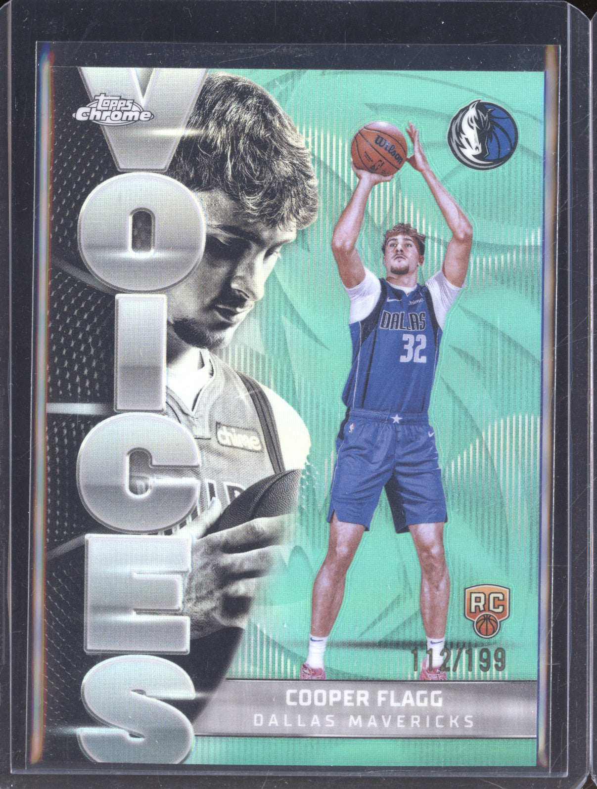 Cooper Flagg 2025-26 Topps Chrome Voices VS-6 Aqua Refractor RC /199