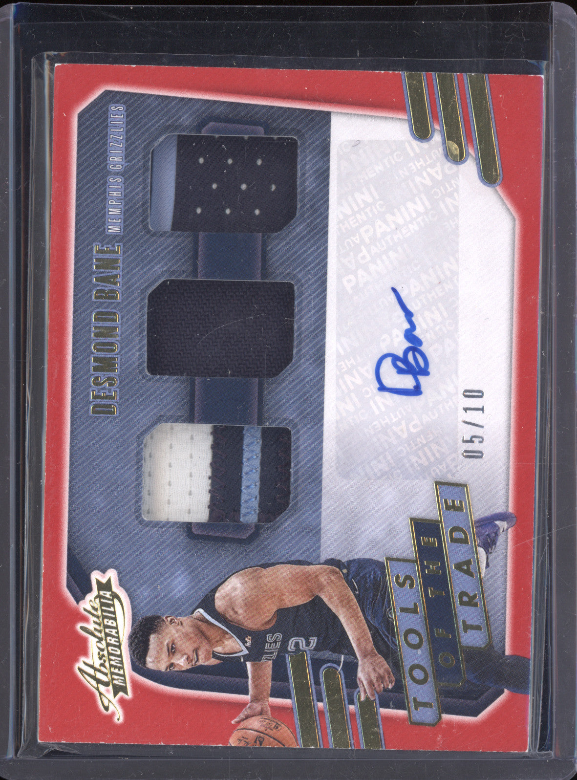 Desmond Bane 2020-21 Panini Absolute Three Swatch Signature Level 3 RC 5/10