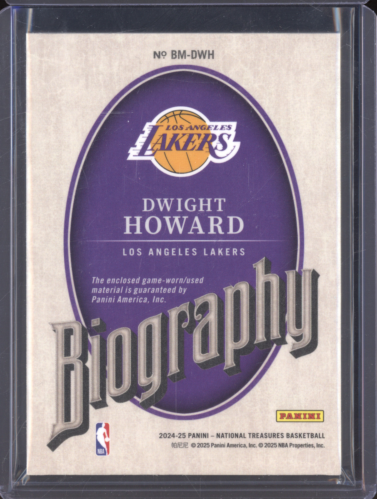 2024-25 Panini National Treasures BM-DWH Dwight Howard Biography 10/25