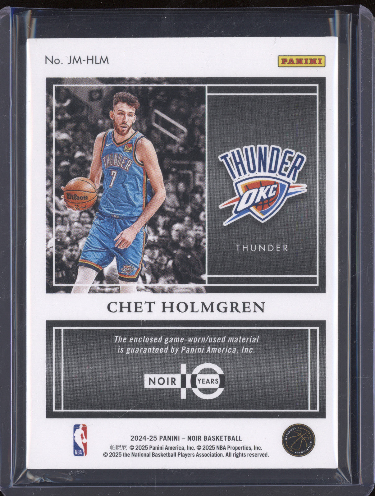 2024-25 Panini Noir Chet Holmgren Jersey Materials 14/20