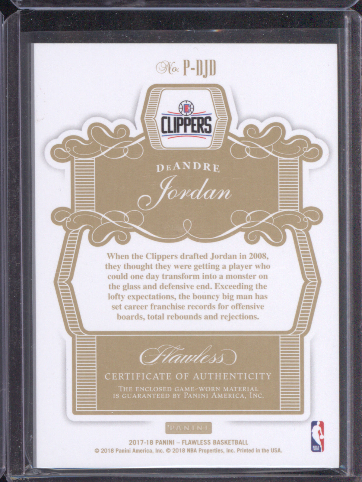 DeAndre Jordan 2017 Panini Flawless P-DJD Patches /10