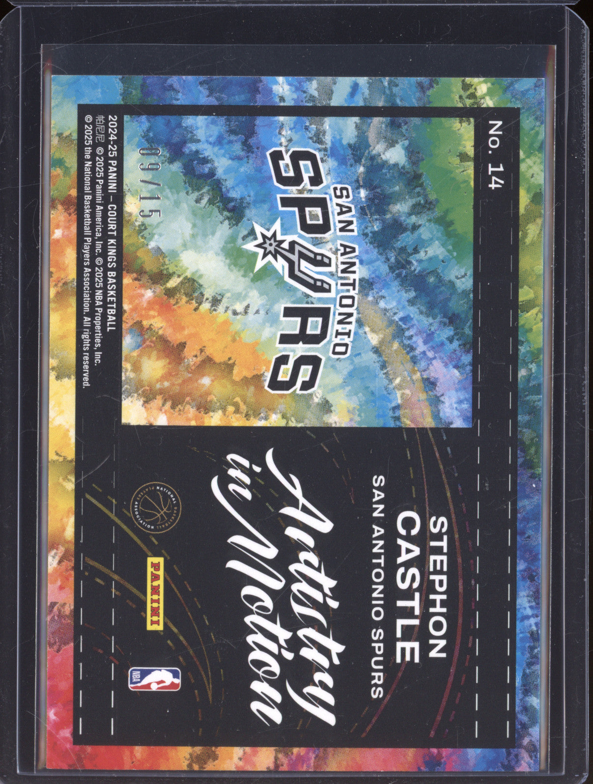 2024-25 Panini Court Kings 14 Stephon Castle Artistry in Motion Pink 09/15 RC