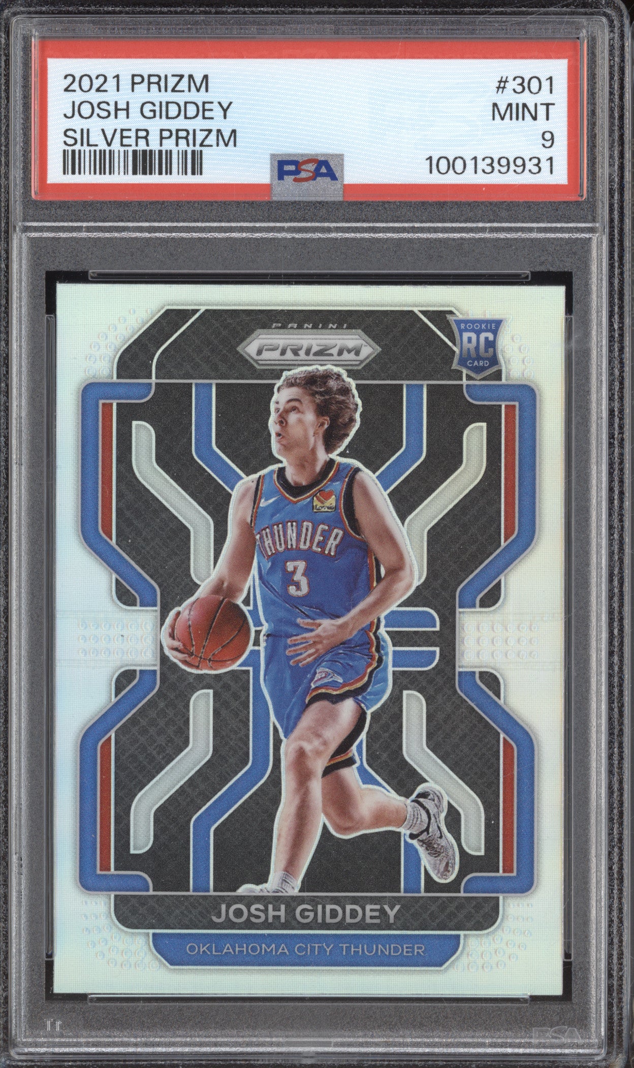Josh Giddey 2021-22 Panini Prizm 301 Silver RC PSA 9