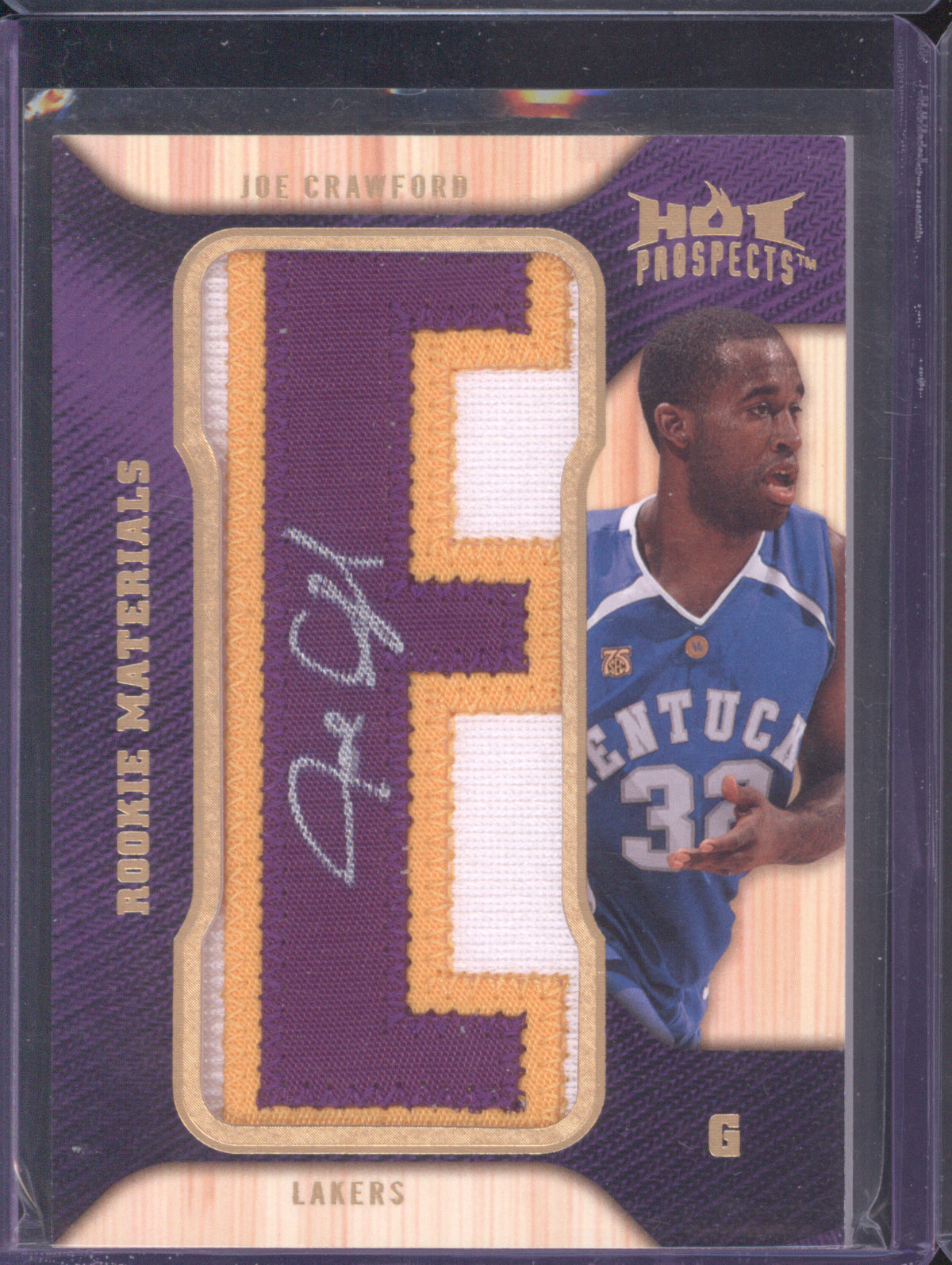 Joe Crawford 2008-09 Fleer Hot Prospects RM-JC Rookie Materials Letterman Auto