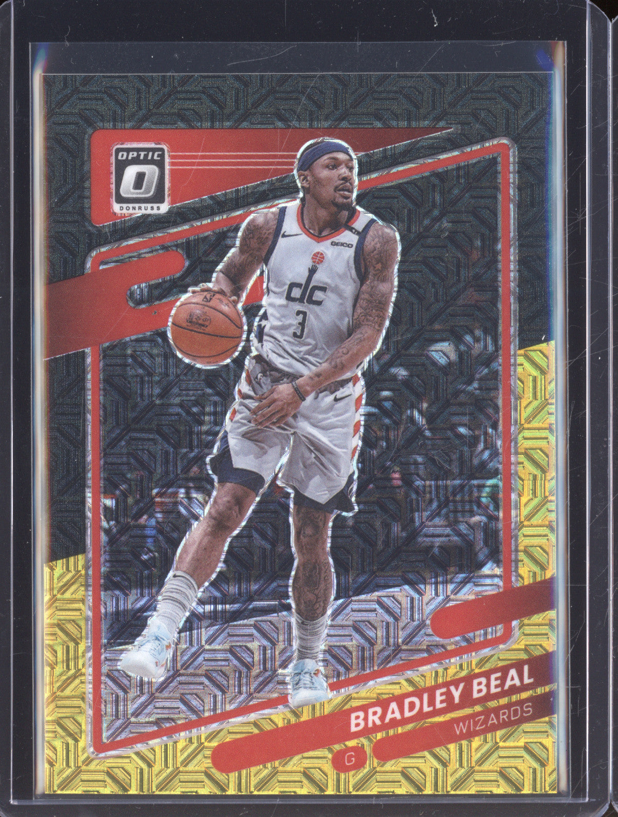 2021-22 Donruss Optic 74 Bradley Beal Choice Black Yellow Mojo Prizm /8