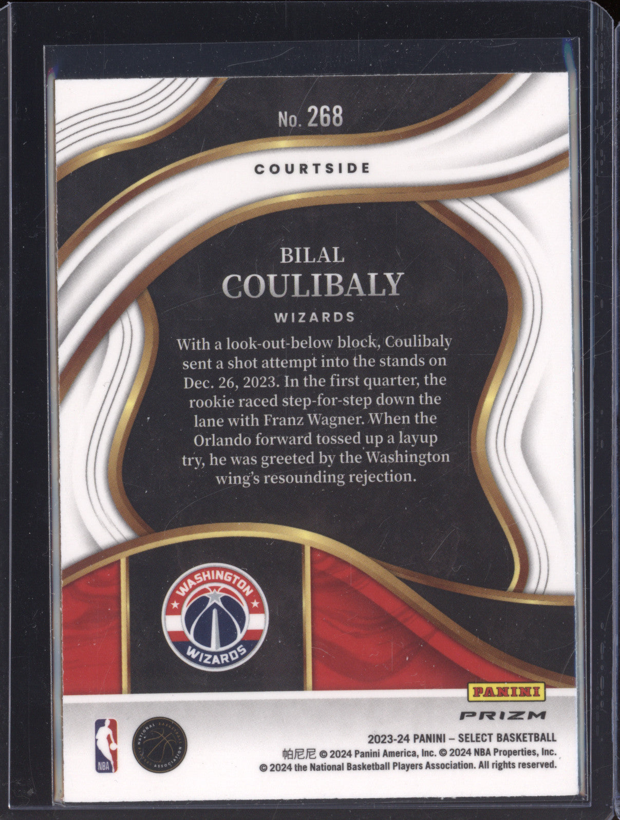 2023-24 Panini Select 268 Bilal Coulibaly Cosmic Courtside RC