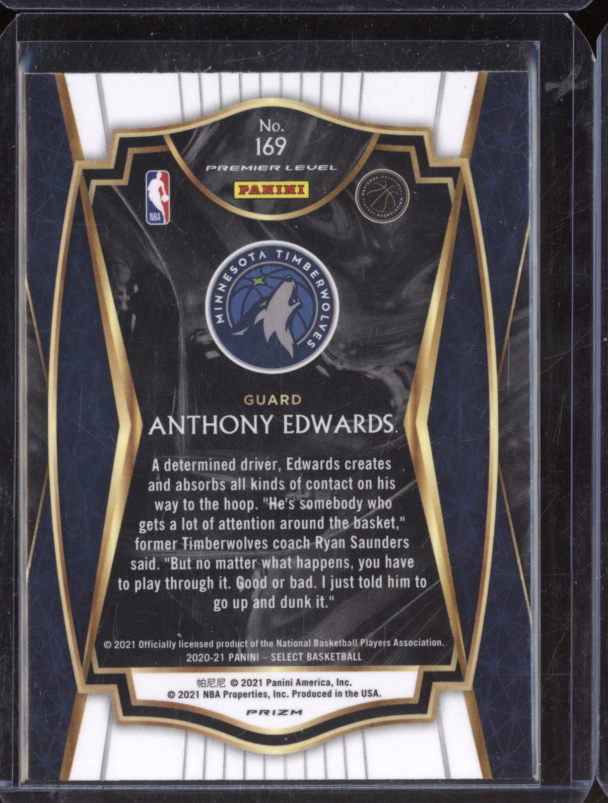 Anthony Edwards 2020-21 Panini Select 169 Silver RC