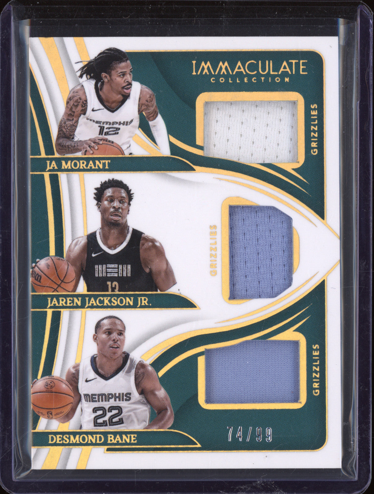 2023-24 Panini Immaculate Ja Morant Jaren Jackson Jr. Bane Triple Jersey /99